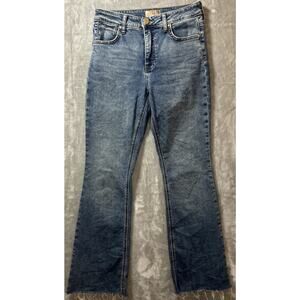 Kut From The Kloth Stella Flare Womens Jeans Size 4 Frayed Hem High Rise Lt.Wash